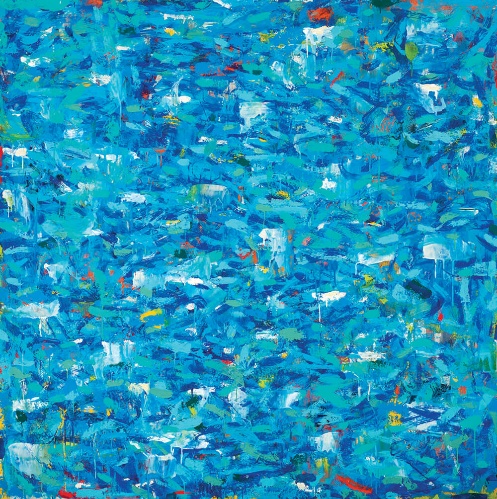 Brad Ellis – Aqua Terra #5 48×48 encaustic and enamel on birch