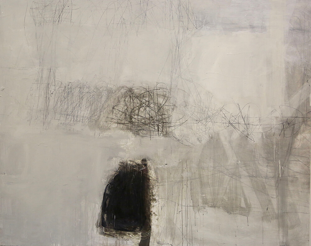 Jeri Ledbetter – La Cornacchia II oil, crayon, graphite on birch 40 x 45