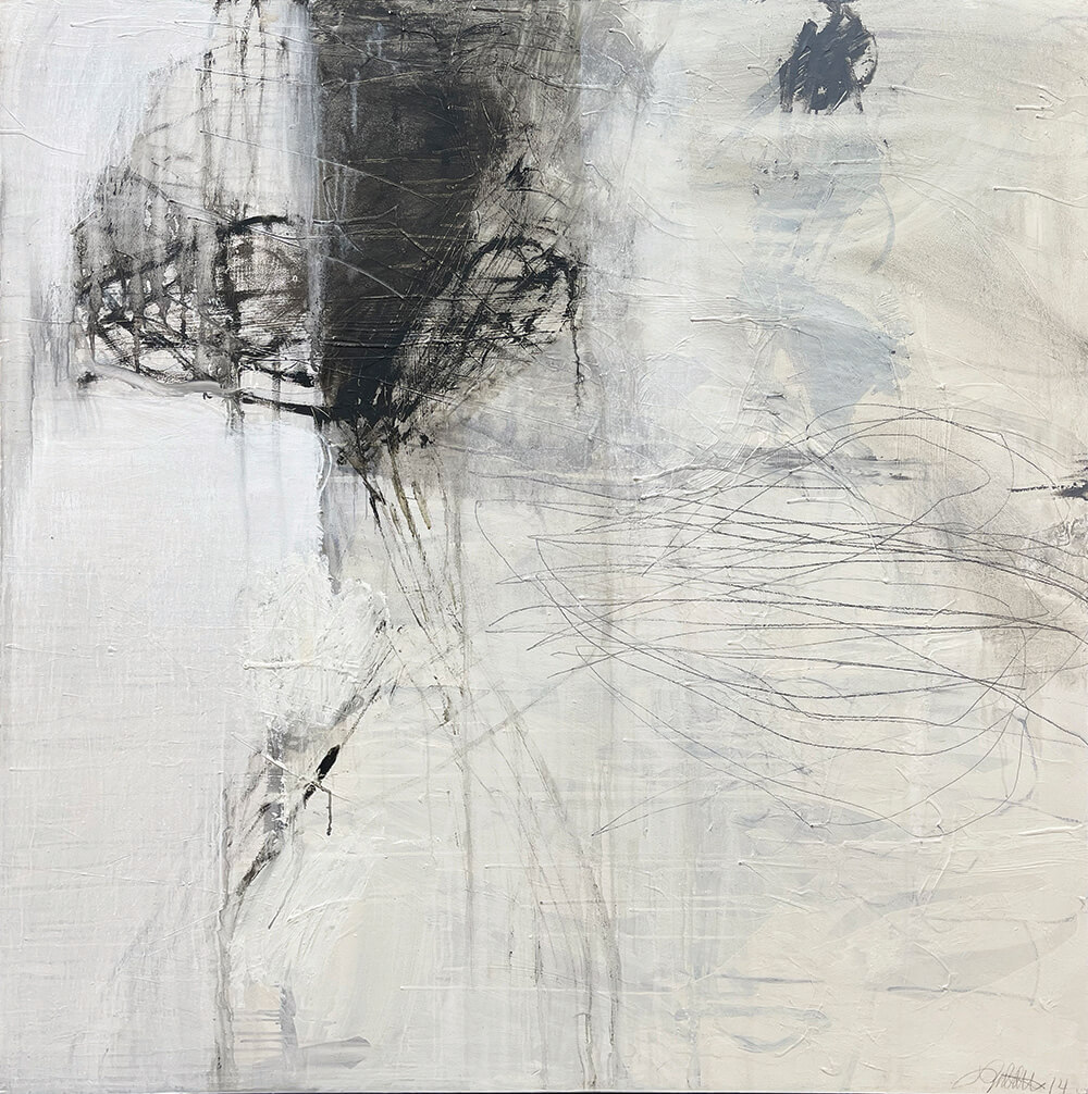 Jeri Ledbetter – Selvatica, oil, caryon, graphite on birch, 48 x48