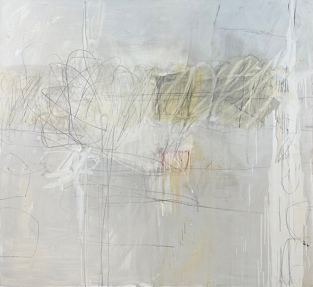 Jeri Ledbetter – Trovati, oil, crayon, graphite on birch, 48 x 48