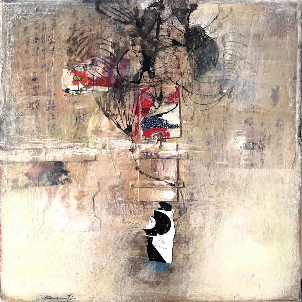 Katherine Chang Liu – Nanjing II, 2018, 20×20 mixed media on canvas